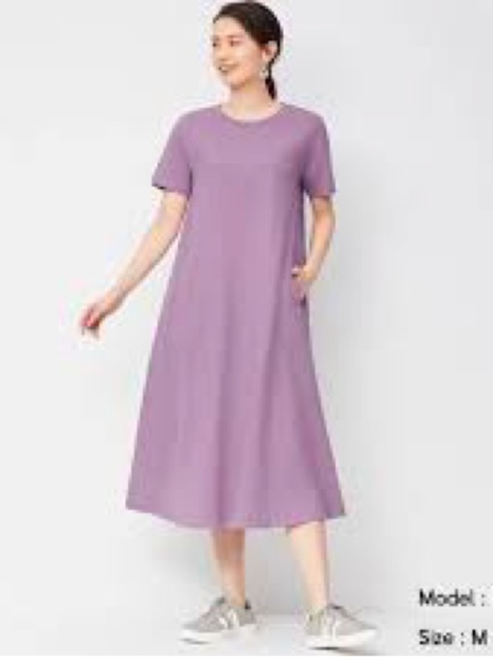 Uniqlo Lavender Short-Sleeve Midi Dress 1209